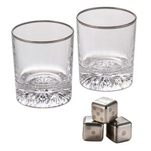 フローズンキューブ ロックグラスペア&キューブ3P ロックグラスφ7.5×8.6cm、アイスキューブ2.5×2.5×2.5cm C6108610