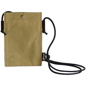 そだてる帆布Grough パラフィン加工帆布×レザー スマホミニショルダー ベージュ×カーキ 12.5×20cm C6042594
