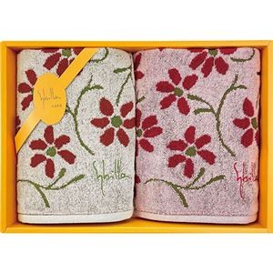 シビラ エンラサーダ2 フェイスタオル2P ベージュ&ピンク 34×80cm B1069545