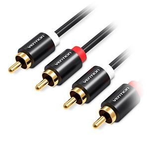 【5本セット】 VENTION 2RCA Male to Male オーディオケーブル メタルタイプ 2m ブラック VA-6364X5