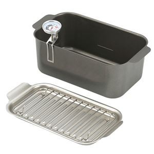 食彩亭 角型蓋付天ぷら鍋(アミ・温度計付) 24×13×9.3cm(満水容量1.9L・適正油量700ml) B1107568