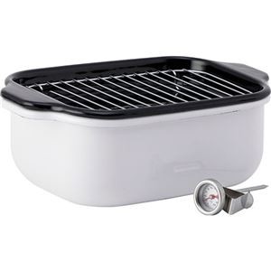 富士ホーロー 角型天ぷら鍋ワイド 27.5×17.5×9.5cm 0.9L(適正容量)、2.6L(満水容量) C6124524