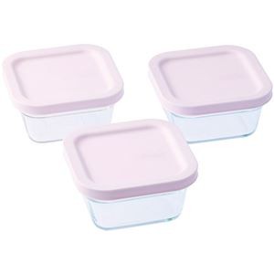 グラスロック リングテーパーイージーオープン スクエア(400ml)3P 11.7×11.7×6cm C6127564