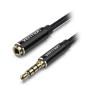 【5本セット】 VENTION コットン編み TRRS 3.5mm Male to 3.5mm Female オーディオ延長ケーブル 1.5m ブラック BH-4599X5
