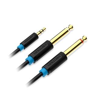 【5本セット】 VENTION 3.5mm Male to 2*6.5mm Male オーディオケーブル 1m ブラック BA-5411X5