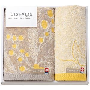 Taoyaka ミモザ フェイスタオル&ウォッシュタオル フェイスタオル34×80cm、ウォッシュタオル34×35cm C6065527