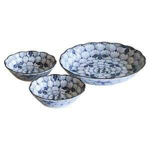 仁峰 花万葉 福取り分け揃 小鉢(φ13×3.5cm)×2、深皿(φ22×4cm)×1 B1068605