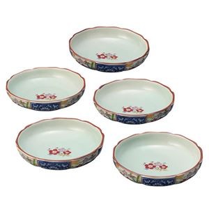 波佐見焼 金雲香梅 桔梗渕銘々皿5枚揃 約φ13×3cm C6102666