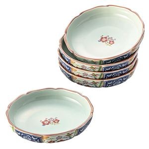 波佐見焼 金雲香梅 桔梗渕深和皿5客揃 φ15.7×3.5cm B1143580