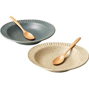 グラッテ ペアプレート プレート(22.7×21.2×4.2cm)・スプーン×各2 B1109548