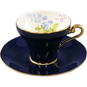 エインズレイ リリーオブザバレー ティーカップ&ソーサー コバルト カップ約φ9×7cm、ソーサー約φ14.5×2cm C6094605