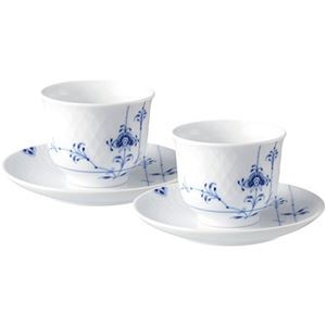 ロイヤルコペンハーゲン ブルーパルメッテ ペアティーセット カップφ7×5.5cm、ソーサーφ12×2cm C6007534