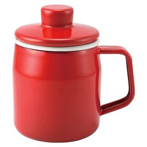 富士ホーロー フィルトミニ オイルポット0.35L レッド 12×8.5×12.5cm 0.35L(適正容量)、0.52L(満水容量) B1107589