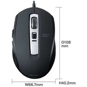 有線静音BlueLEDマウス MA-BL163BK