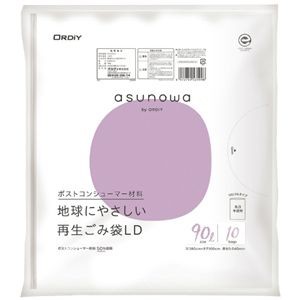 【まとめ】 asunowa再生ごみ袋LD90L 乳白半透明 10P 【×3セット】
