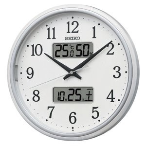 温湿度カレンダー付電波掛時計（ライト付き）