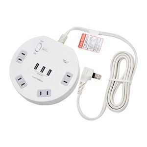朝日電器 タイライマルガタ4P2MUSBタップ 白 WLS-LS402RUSB（W）