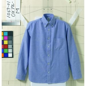 オックスフォードボタンダウンワンウォッシュ長袖シャツ O X ブルー 《Lサイズ》