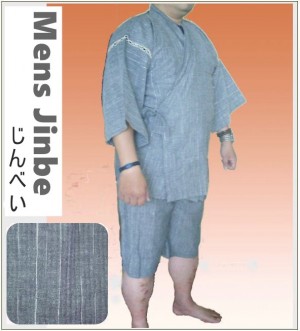 メンズ甚平【しじら銀糸・鼠色】Mサイズ　 jinbei ジンベイ
