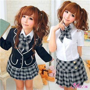 黒ブレザーのキュート女子高生制服コスプレ／z898