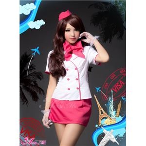スチュワーデス コスチューム コスプレ 衣装 セクシー CA z1168 ピンク 白