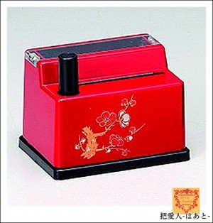 楊枝入れ「朱 卓上ワンタッチ楊枝入れ 梅」（19-94-20）