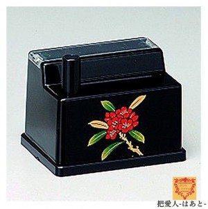 楊枝入れ「黒 卓上ワンタッチ楊枝入れ 石楠花（しゃくなげ）」（19-94-21）